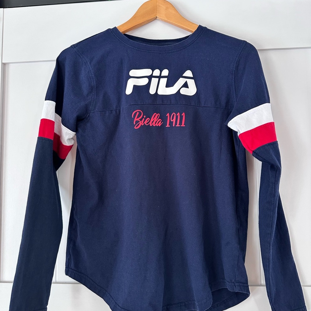 Fila Women’s Long Sleeve Shirt in Navy with Red and White Accents